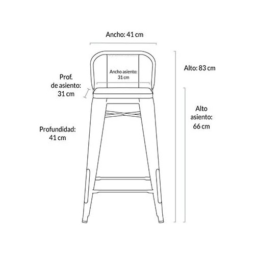 Taburete Metálico Apilable Modelo Tolix 64cm/moadchile