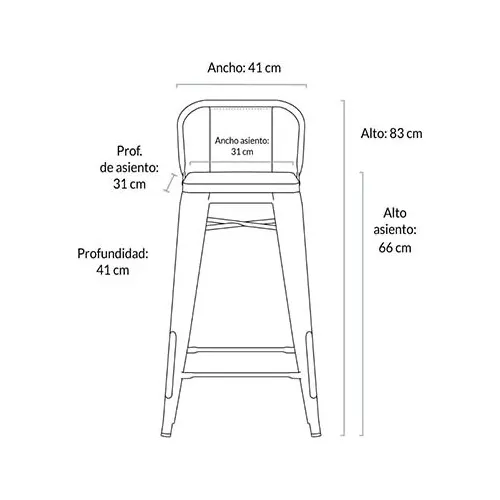 Taburete Metálico Apilable Modelo Tolix 64cm/moadchile