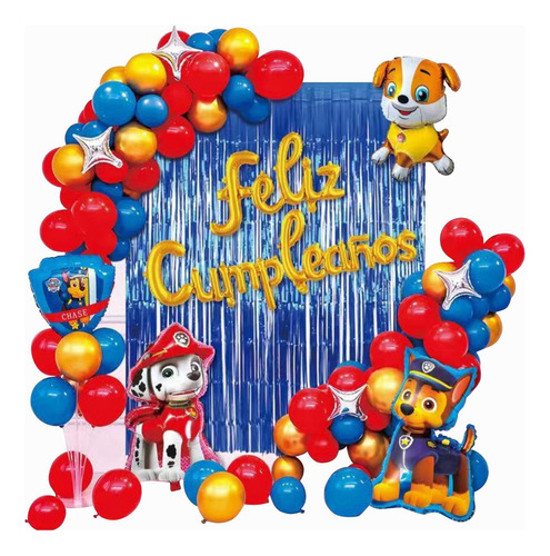 Kit Globos Feliz Cumpleaño Decoración Para Paw Patrol Fiesta