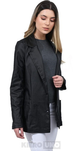 Imagen 4 de 7 de Blazer Engomado Mujer Saco Largo Dama Kierouno