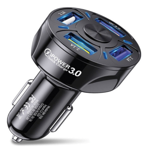 Cargador Rápido Auto 4 Puertos Usb Qc3.0