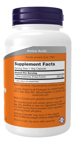 Supplement Now L-fenilalanina 500 Mg 120 Cápsulas