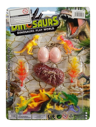 Set De 10 Dinosaurios En Blister Mas Huevos Y Accesorios