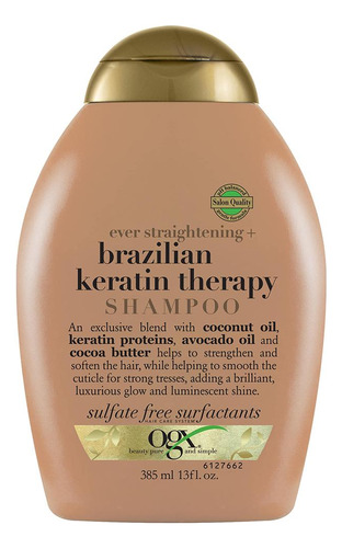 Shampoo Ogx Terapia De Keratina Brasileña 385ml