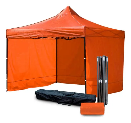 Toldo Carpa Plegable 3x3 Lona Impermeable Resistente Rojo