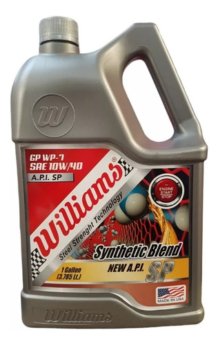 Aceite Lubricante Williams 10w40 Api Sp Sintetico 4lts
