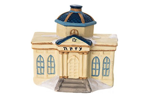 Caja Tzedaká Cerámica, Diseño Sinagoga, 4.5  X 3.0  X 4.0 