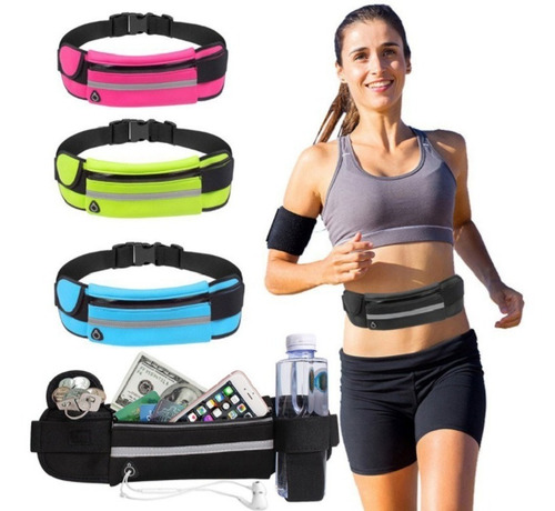 Imagen 2 de 7 de Riñonera Deportiva Impermeable Con Cinta Reflectiva Wishop