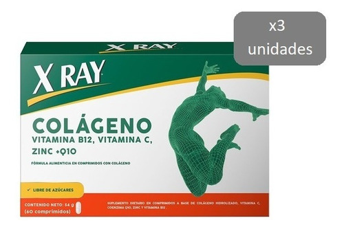 X Ray Colágeno Vitamina B12 Vitamina C Zinc 60 Comp X 3 Un