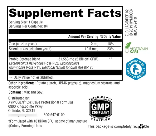 Xymogen Probio Defense - Pobióticos Para La Salud Digestiva - Probiótico Diario Con Probiótico Lactobacillus Rhamnosus