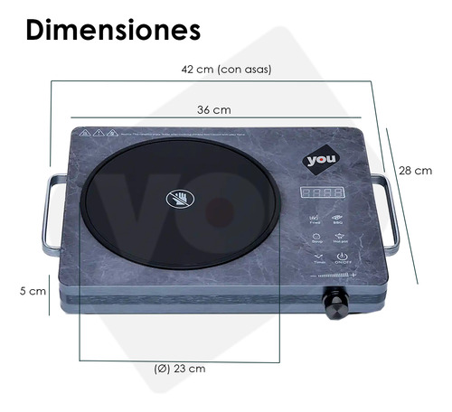 Set De 2 Parrillas Estufa De Induccion Magnetica 4 Modos You Gris