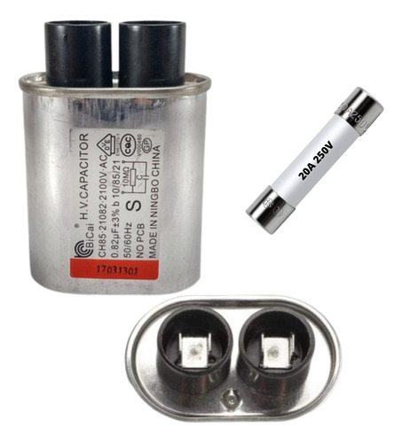 Capacitor Microondas 0.82 Uf 2100v Con Fusible 20a 250v