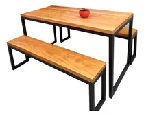 Comprar Combo Mesa Industrial De Hierro + 2 Bancos Largos