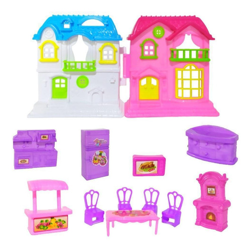 Casinha De Boneca Com Móveis E Acessórios Brinquedo Meninas