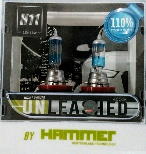 Bombillos H11 Hammer Unleashed 110%+luz 4.500k 12v 60/55w