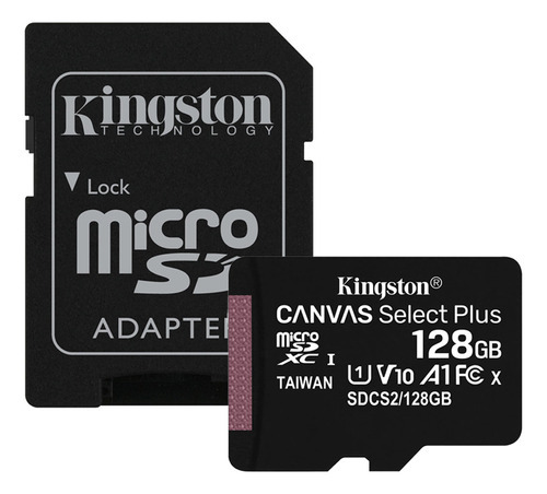 Tarjeta de memoria Kingston microsd con Adap de 128 GB y 100 Mbps
