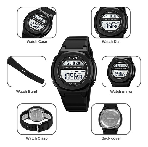 Reloj Skmei Digital Hombre Caballero Deportivo Original 1821 Negro Negro Negro