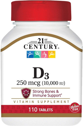 Vitamina D3 Premium 250 Mcg 10,000iu 110 Tabletas Eg D08 Sabor Sin Sabor