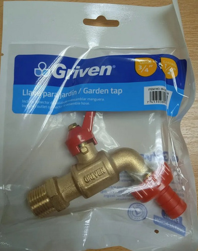 Imagen 2 de 2 de Llave Para Manguera Paso Rápido De Bronce Griven