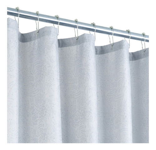 Cortina Para Baño De Poliéster Sparkle Bath Styles Color Gris Rayas