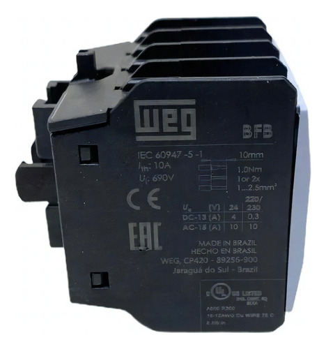 Bloco De Contato Weg Auxiliar Frontal Bfb-31 3na 1nf