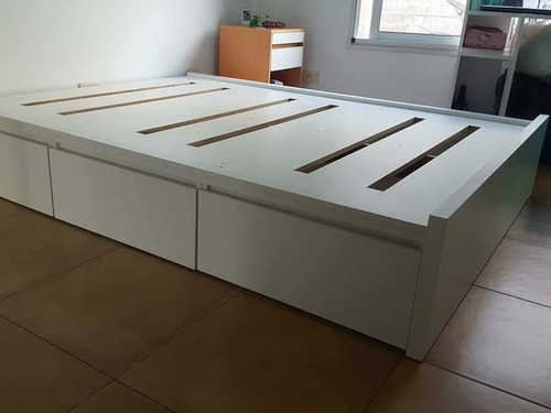 Cama Con 6 Cajones Melamina Blanca P/colchon 1.80 X 200