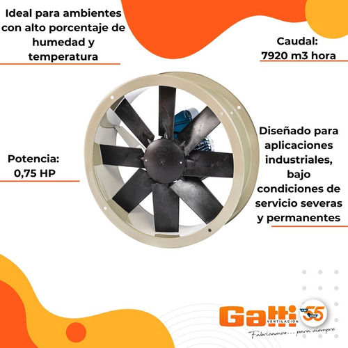 Extractor De Aire Axial Industrial 55 Cm Para Conducto Gatti