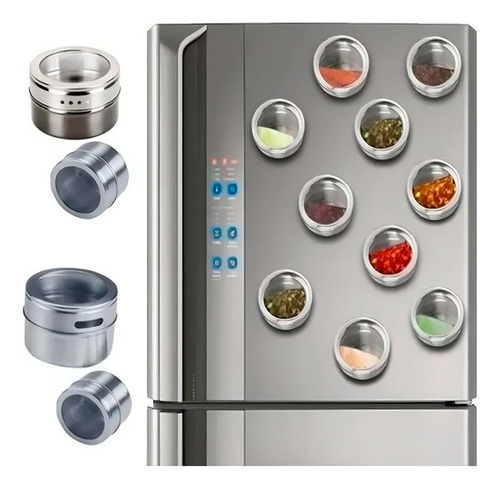Porta 3 Condimentos Temperos Magnético Em Aço Inox Cor 52055