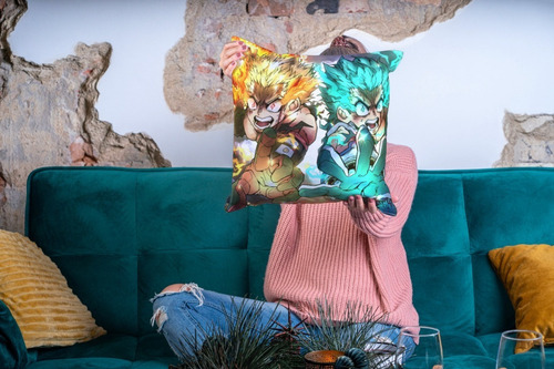 Cojin Decorativo Deku Vs Bakugo Boku No Hero Anime Diseño Color My Hero Academia Diseño De La Tela Lisa
