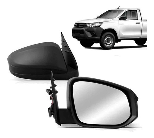 Retrovisor Hilux 2016 2017 2018 2019 Preto Liso Manual