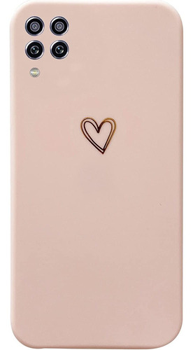 Funda Samsung Galaxy A12 Corazon De Oro (usa) - Rosa