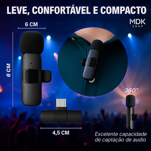 Microfone Bahrein lapela plug and play sem fio duplo Android iPhone profissional cor tipo C