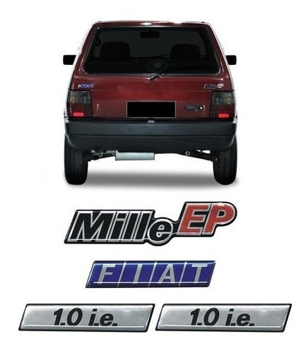 Imagem 1 de 5 de Kit Adesivos Fiat Uno Mille Ep 1.0 I.e Emblemas Resinado