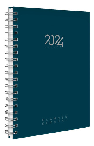 Agenda Planner Semanal 2024 Spot Colors Cores Azul Petróleo