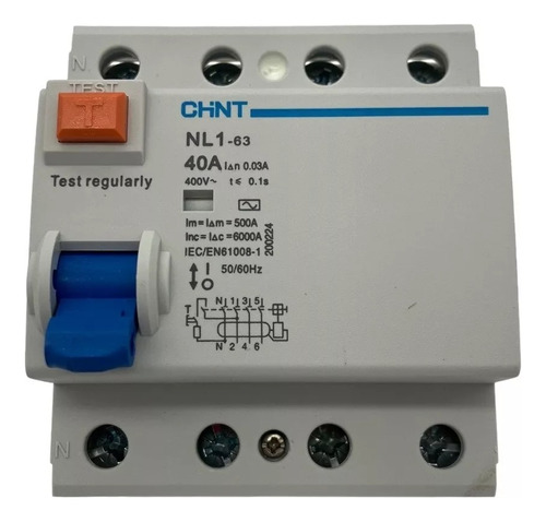 Nl1-63-40a Interruptor Termomagnético Diferencial 4p 40a
