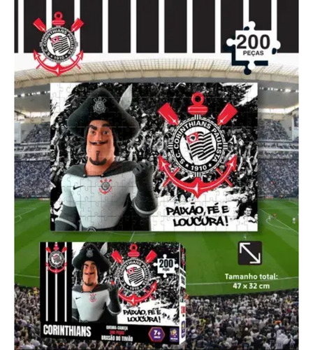 Quebra Cabeça Corinthians Brasão Timão Futebol Sccp 200peças