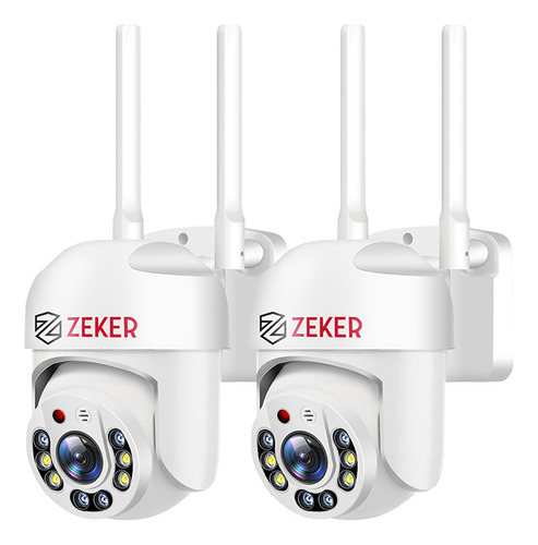 Pack X2 Cámara De Seguridad Wifi Exterior Impermeable Zeker