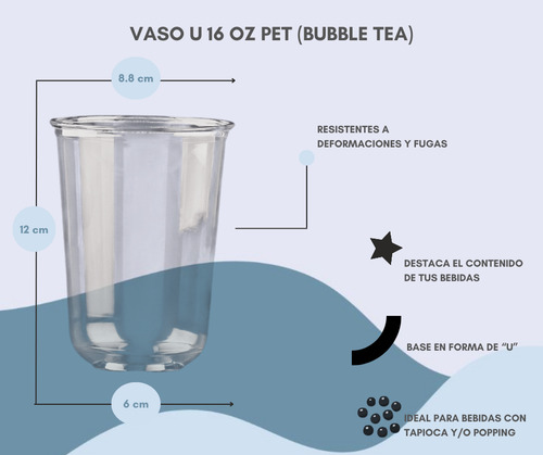 Vasos Pet 16 Oz - En U - Para Frappe Con Tapa Domo C/ 100pz