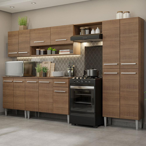 Mueble De Cocina Integral Madesa Emilly 293cm Marrón 01