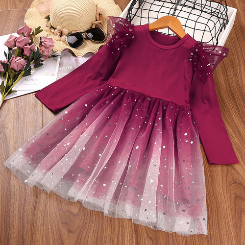 Vestido De Manga Larga Con Falda De Princesa Para Niños, Oto