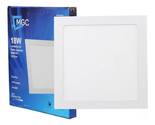 Kit 5 Painel Plafon Led 18w Quadrado Embutir Branco Bivolt