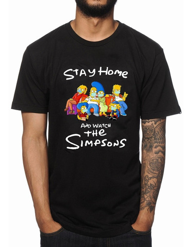 Quédate En Casa Y Mira Los Simpsons Polera De Manga Corta