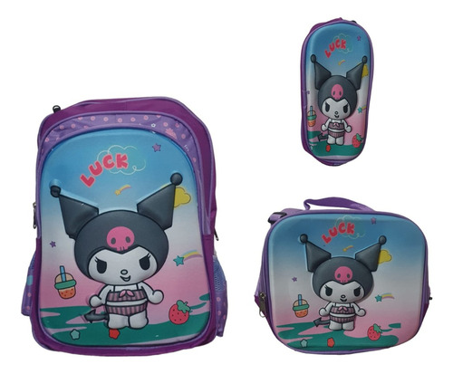 Pack Mochila Escolar Paw Patrol Kuromi Lonchera Y Estuche 3d