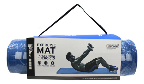 Tapete Para Ejercicio Entrenamiento Crossfit Con Correa Mnn Color Azul