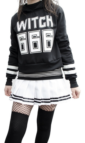 Cropped Hoodie Colegial Witch Punk Dark Grunge