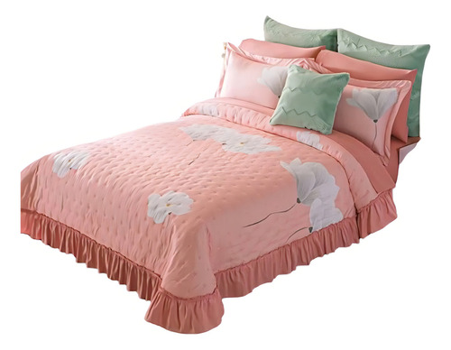 Colcha Con Funda Jessie Concord Microfibra Matrimonial Rosa