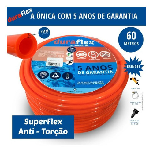 Mangueira Para Jardim Siliconada Laranja 60m Duraflex