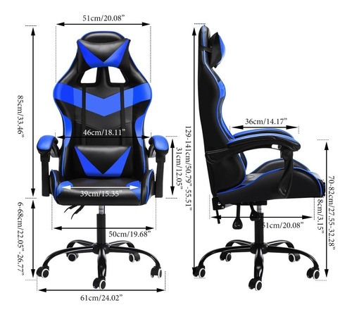 Imagen 7 de 7 de Silla Gamer Semi Profesional Posa Pie Reclinable Ajustable