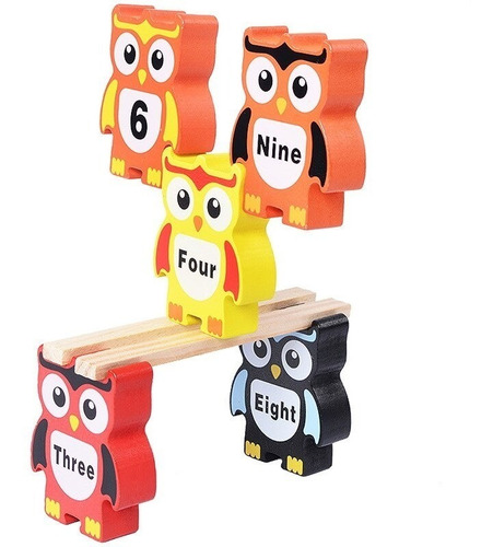 Juguete Didáctico De Madera Búhos De Equilibrio Montessori