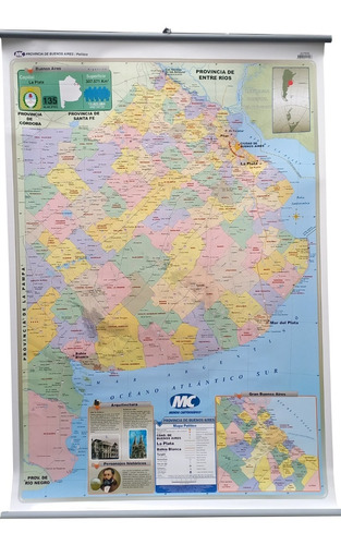 Mapa Mural Prov Buenos Aires (división Política) Laminado